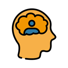 Mental health filled line color icon. Personality illustration.