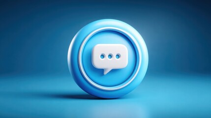 A blue button featuring a white speech bubble symbolizing countdown offers in digital chat and e-commerce platforms