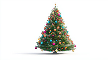 Obraz premium Festive Christmas Tree: a beautifully decorated Christmas tree, aglow with a myriad of colorful ornaments and twinkling lights.