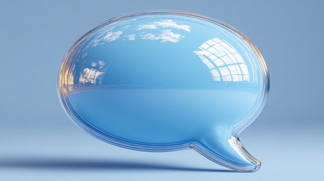 A vibrant blue bubble depicting communication element in digital messaging and social media interactions