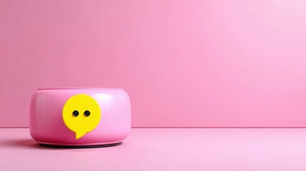 A unique pink vase with a yellow face depicting a price alert concept in a cheerful and creative digital communication approach