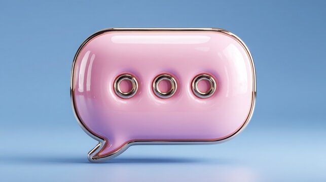 A pink speech bubble featuring three rings signifying updates and notifications in a modern digital communication context