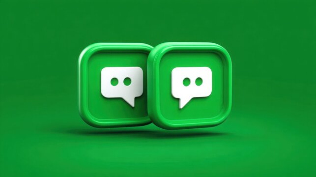 Two green square buttons with white speech bubbles indicating an update feature in a user-friendly digital interface