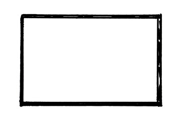 Hand-drawn black rectangular frame. Sketchy doodle border or text box isolated on white background.
