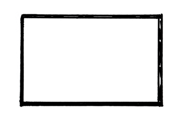 Hand-drawn black rectangular frame. Sketchy doodle border or text box isolated on white background.
