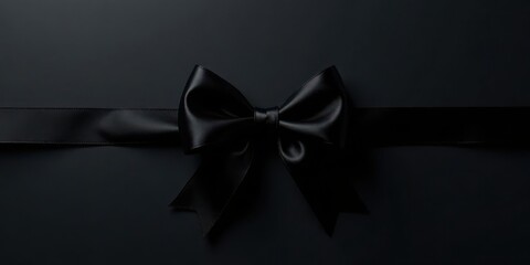 Elegant Black Satin Ribbon Bow on Dark Background A Symbol of Sophistication and Mystery