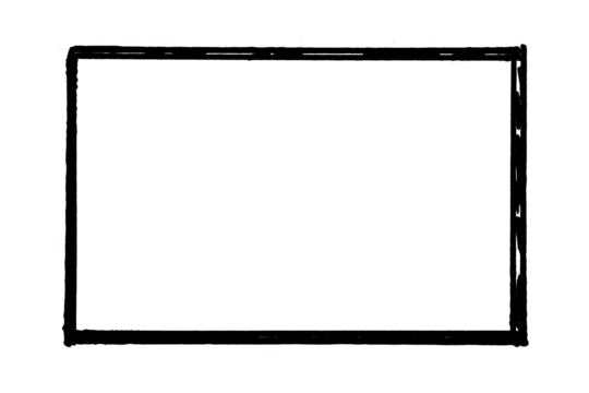 Hand-drawn black rectangular frame. Sketchy doodle border or text box isolated on white background.
