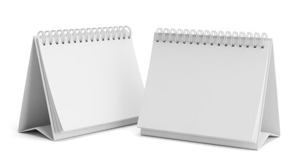 Two blank desk calendars with spiral binding on a white background.