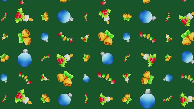 Christmas holiday seamless pattern festive decorations ornaments bells lights holly background