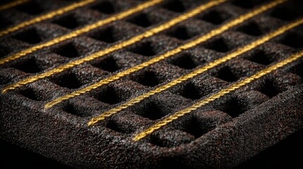 Unique waffle design with gold lines representing asset allocation strategy in a dynamic grid concept for finance