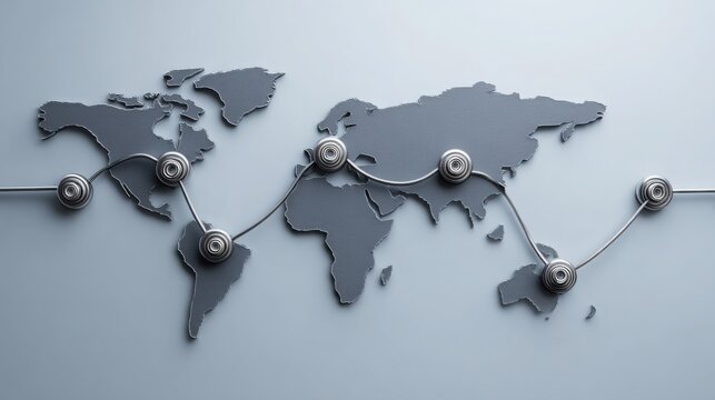 Intriguing world map with magnet symbolizing global connections and correlations in a dynamic visualization concept