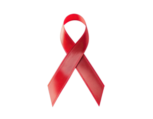 A Vibrant Red Awareness Ribbon Isolated on a Black Background Symbolizing Support and Hope