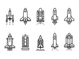 Orbital Satellite Launcher Line Art Design Concepts
