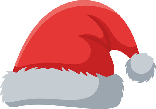 Festive Christmas Santa Hat Icon with Fluffy White Pom-Pom and Trim - A Classic Holiday Symbol for Seasonal Celebrations
