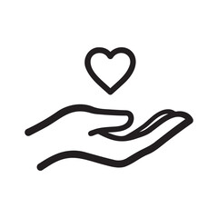 Hand holding a heart symbol