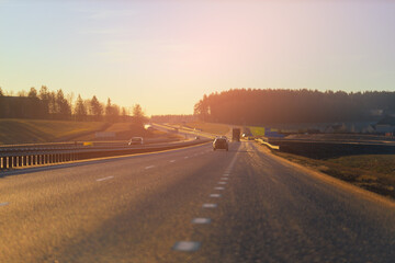 Cityscape and sunny day, road and highway, asphalt and street.	