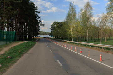 Cityscape and sunny day, road and highway, asphalt and street.	