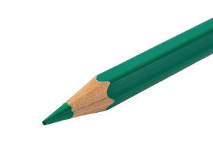 Close-up view of a sharpened green colored pencil, isolated against black