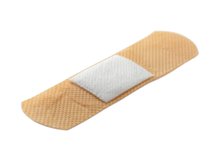 Adhesive bandage on a transparent background for wound care and medical needs