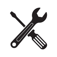 Crossed wrench and screwdriver icon representing tools and repair