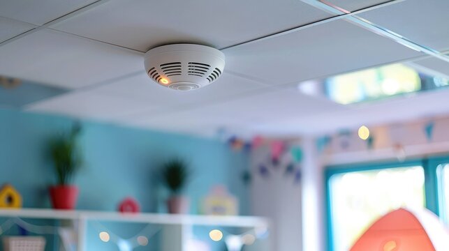 Smoke detector on ceiling  in kinder garden 