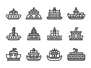 Paddleboat line art calm river scene