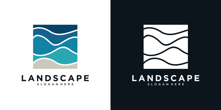 Ocean ​​landscape abstract design logo template