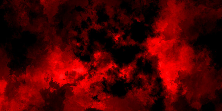 Abstract grunge red and black powder explosion cloud on black background. dark red smoke Like cloud wave effect on black. dark fire flame grunge texture background. toned fiery red sky.