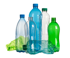recycled plastic bottles isolated on white background