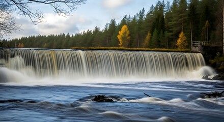 Inspiring Nature Scene with Powerful Waterfall for Travel and Adventure Marketing, Promoting Tranquility and Sustainable Tourism, and Outdoor Lifestyle Campaigns