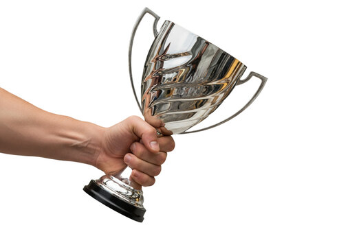 Hand Holding Sports Trophy Cup PNG