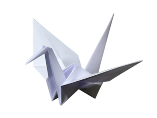 Origami paper crane isolated on transparent background