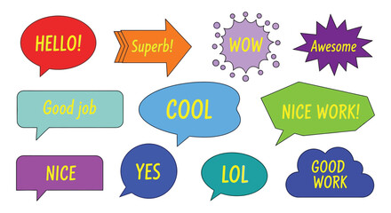 Speech bubbles with positive messages vector illustration art