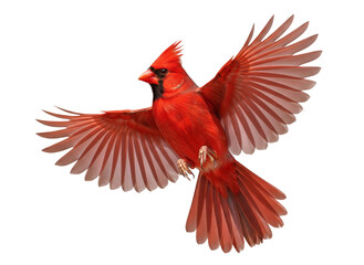 Fototapeta premium Northern Cardinal in Flight with Wings Spread PNG