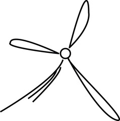 Wind Turbine Outline Drawing: Simple Black and White Illustration of Renewable Energy Technology for Sustainable Power Generation