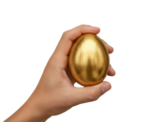 Palm Presenting Shiny Gold Egg PNG