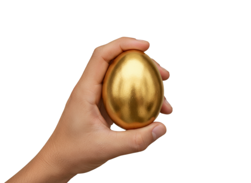 Palm Presenting Shiny Gold Egg PNG