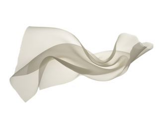 Flowing sheer fabric isolated on transparent background