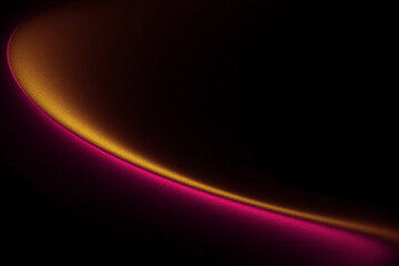 Pink and orange glowing shape on black grainy background, soft gradient blur noise texture design poster layout