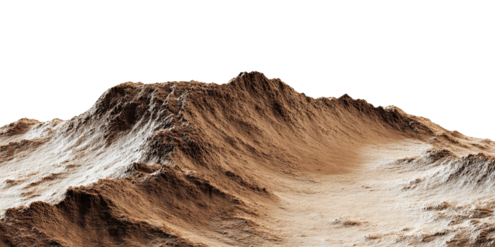 Close-up perspective of a dramatic reddish-brown ridge on a desolate Martian-like surface