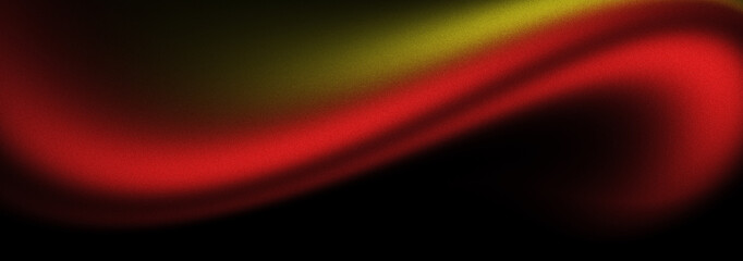 Psychedelic glowing grainy texture on black red yellow blurred gradient background, abstract futuristic wallpaper cover