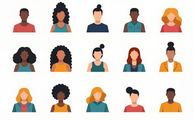 Diverse inclusive team icons for company culture. High quality