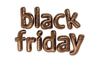 Black Friday Balloon Letters 3d render isolated on white background