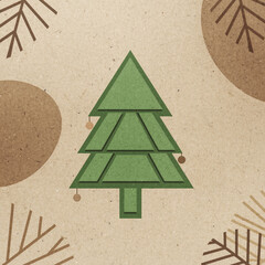 Sustainable Winter Holiday Blank Greeting Card in Eco-Modern Paper Craft Style