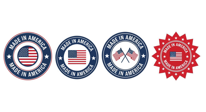 Made in america patriotic american flag product label designs
