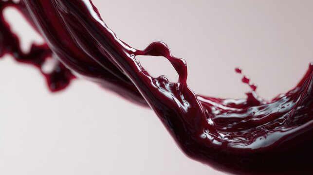 A close-up of red liquid splashing against a light background. The liquid forms dynamic shapes and droplets, creating a sense of movement and fluidity.