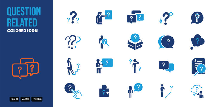 question colored icon set vector design good for web and mobile app