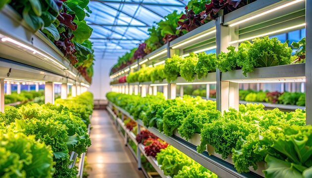 Hydroponic Lettuce Farm  Modern Sustainable Agriculture  Fresh Vegetables.