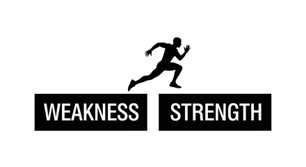 Obraz premium Dynamic runner leaping from weakness to strength with determination