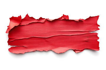 Vibrant red lipstick smear texture with torn edges, offering a bold statement for beauty and cosmetic branding, creating an irresistible allure.